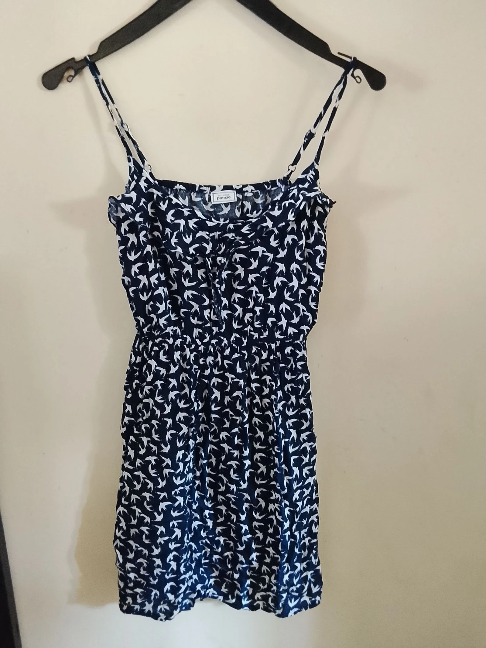 👒PIMKIE TAILLE 34 robe à bretelles ajustables bleu marine et blanche comme neuve